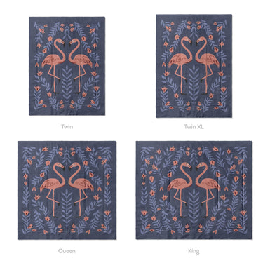Flamingo Friends Navy Mockup Comforter Sizing