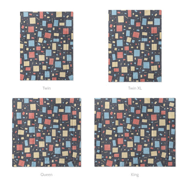 Geometric Confetti Twilight Mockup Comforter Sizing