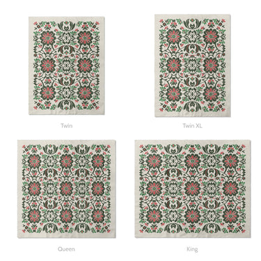 Georgiana Green & Deep Cerise Mockup Comforter Sizing