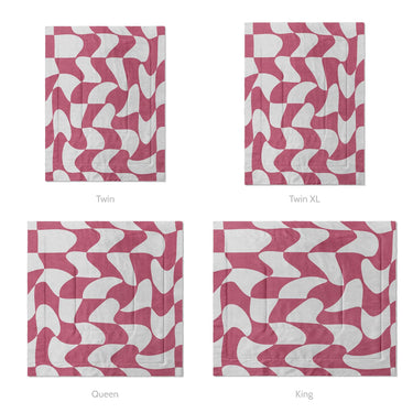 Twyla Checkered Fuchsia Mockup Comforter Sizing