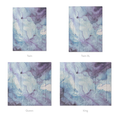 Zephyr Watercolor Amethyst Mockup Comforter Sizing