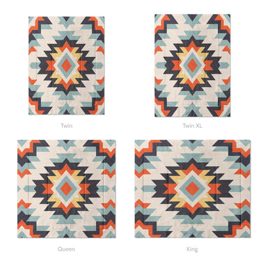 Dakota Blue & Orange Mockup Comforter Sizing