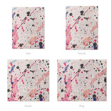 Kayla Paint Splatter Mockup Comforter Sizing