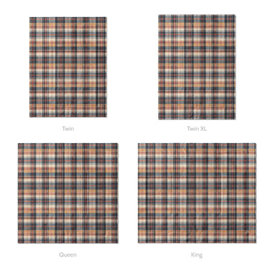 MacPherson Plaid Navy & Gold Mockup Comforter Sizing