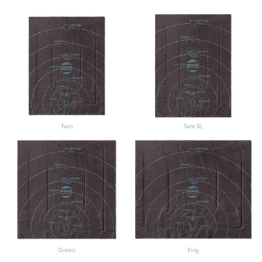 Solar System Burgandy & Powder Blue Mockup Comforter Sizing
