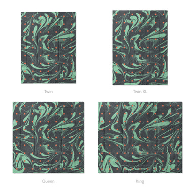Acid Burn Teal & Orange Mockup Comforter Sizing