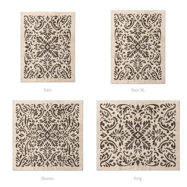 Floranna Ivory & Black Mockup Comforter Sizing
