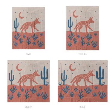 Desert Coyote Denim Blue & Terracotta Mockup Comforter Sizing
