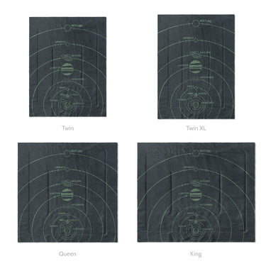 Solar System Navy & Mint Mockup Comforter Sizing
