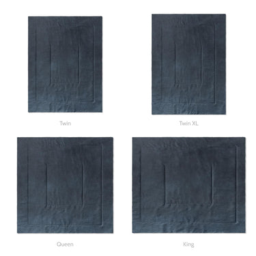 Keanu Watercolor Navy Blue Ombré Mockup Comforter Sizing