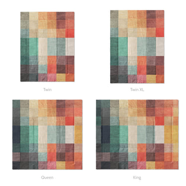 Polyphony Multicolor Earthtone Mockup Comforter Sizing