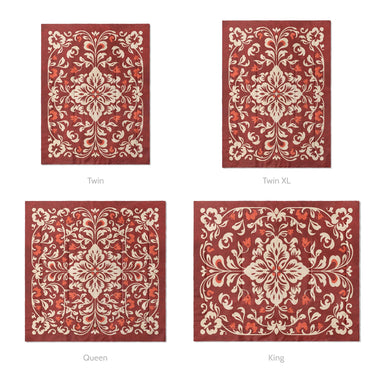 Annette Red & Ivory Mockup Comforter Sizing