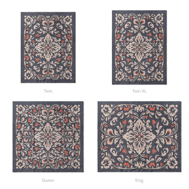 Annette Navy & Orange Mockup Comforter Sizing