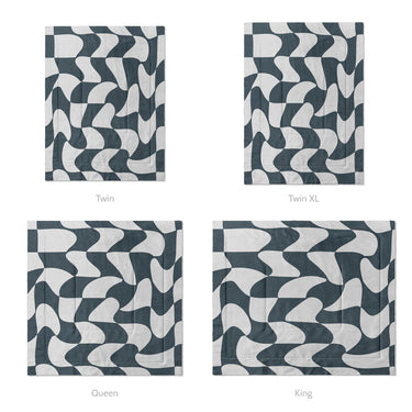 Twyla Checkered Navy Mockup Comforter Sizing
