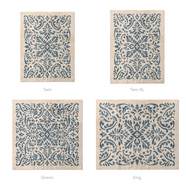 Floranna Ivory & Blue Mockup Comforter Sizing
