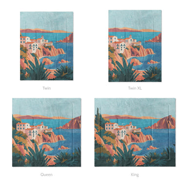 Mediterranean Cliffside Village Mockup Comforter Sizing