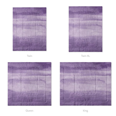 Jacinda Watercolor Purple Ombre Mockup Comforter Sizing