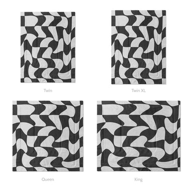 Twyla Checkered Black & White Mockup Comforter Sizing