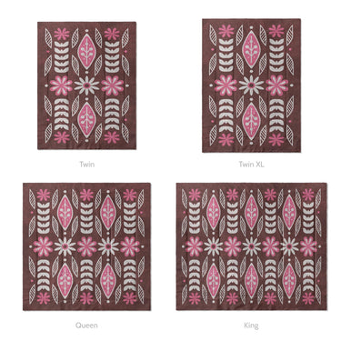 Topanga Burgandy & Pink Mockup Comforter Sizing