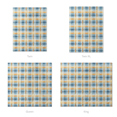 Monroe Plaid Blue & Yellow Mockup Comforter Sizing