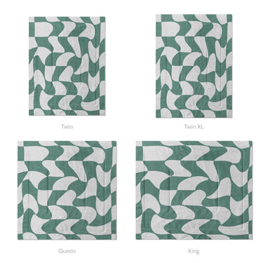Twyla Checkered Aquamarine Mockup Comforter Sizing