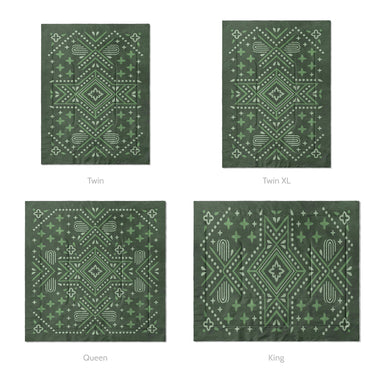 Durand Forest Green Mockup Comforter Sizing