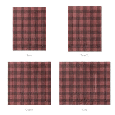 Buffalo Plaid Deep Red Mockup Comforter Sizing