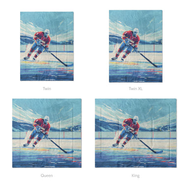 8 Bit Pond Hockey Mockup Comforter Sizing