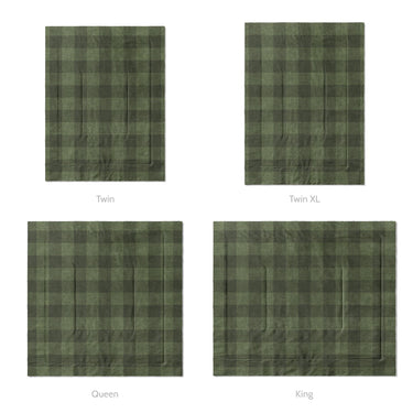 Buffalo Plaid Dark Olive Mockup Comforter Sizing