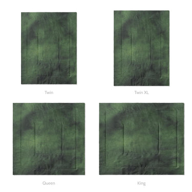 Andromeda Watercolor Navy & Kelly Green Mockup Comforter Sizing