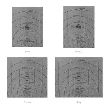 Solar System Grey & Black Mockup Comforter Sizing