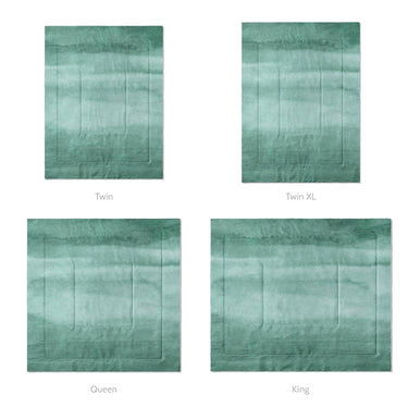 Jacinda Watercolor Teal Ombre Mockup Comforter Sizing