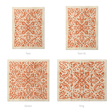 Floranna Ivory & Orange Mockup Comforter Sizing