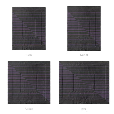 Euclid Black & Purple Mockup Comforter Sizing