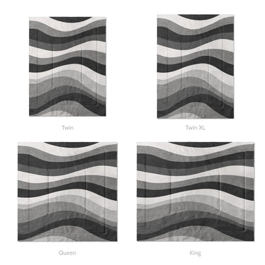 Sinuous Grey Monochrome Mockup Comforter Sizing