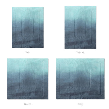 Kieran Watercolor Teal Ombre Mockup Comforter Sizing
