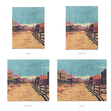 Southwestern Ghost Town Mockup Comforter Sizing