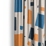 Geometric Confetti Blue & Orange Mockup Curtain Detail