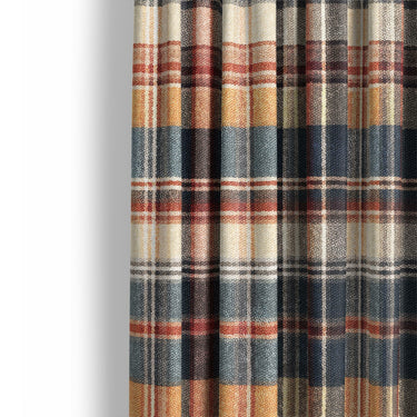 MacPherson Plaid Navy & Gold Mockup Curtain Detail