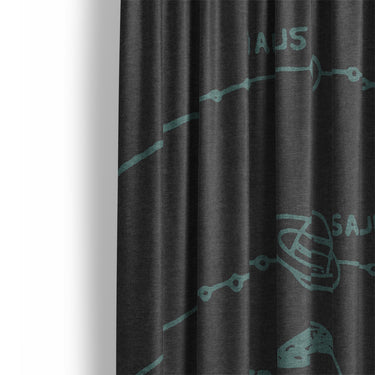 Solar System Charcoal & Teal Mockup Curtain Detail