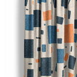 Geometric Confetti Blue & Orange Mockup Curtain Detail