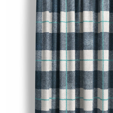 Wallace Plaid Blue & Teal Mockup Curtain Detail