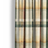 Madras Plaid Taupe Green Mockup Curtain Detail