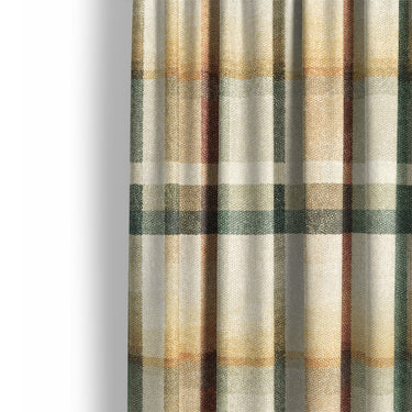 Madras Plaid Taupe Green Mockup Curtain Detail