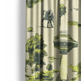 UFO Cow Abduction Toile Mockup Curtain Detail