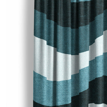 Sinuous Teal Monochrome Mockup Curtain Detail