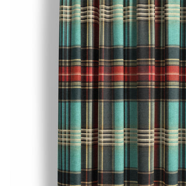 Ferguson Plaid Teal Red Mockup Curtain Detail