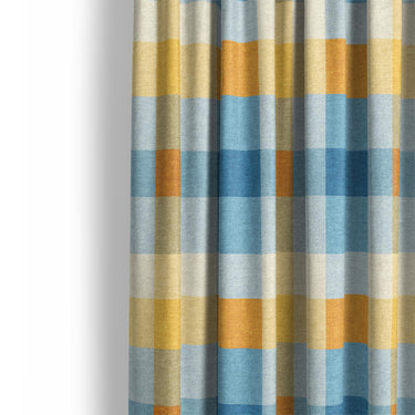 Monroe Plaid Blue & Yellow Mockup Curtain Detail