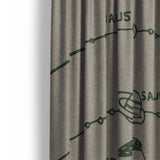 Solar System Taupe & Forest Mockup Curtain Detail
