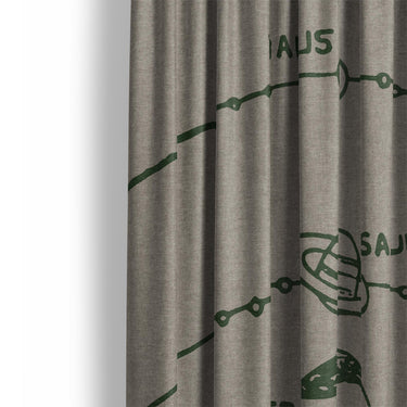 Solar System Taupe & Forest Mockup Curtain Detail